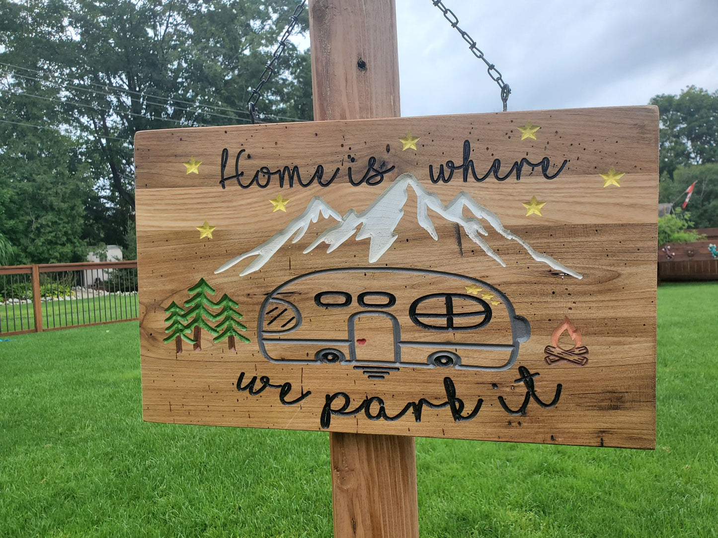 Home Is Where We Park It Wood Sign