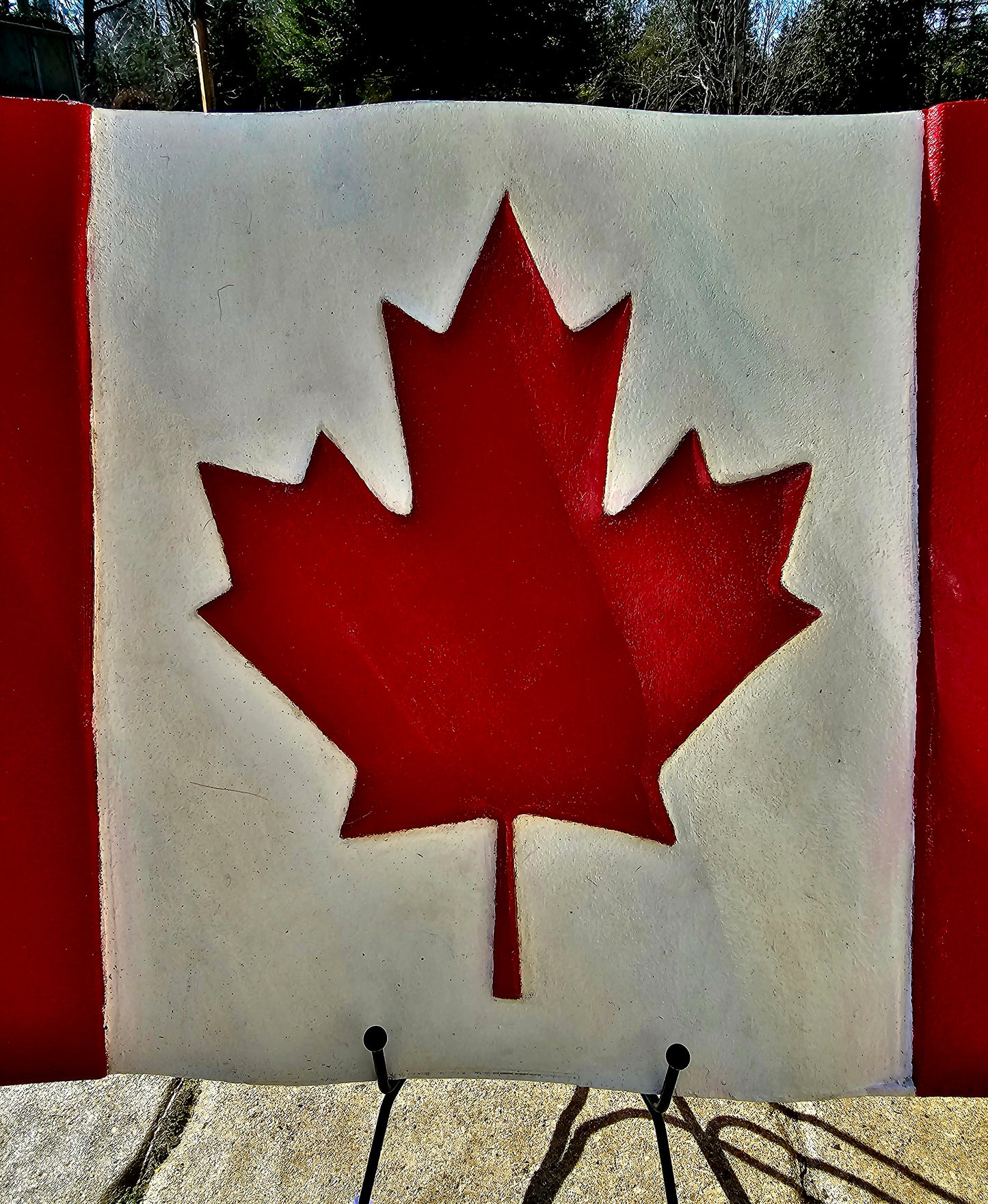 Solid Maple Stained Wavy Canada Flag