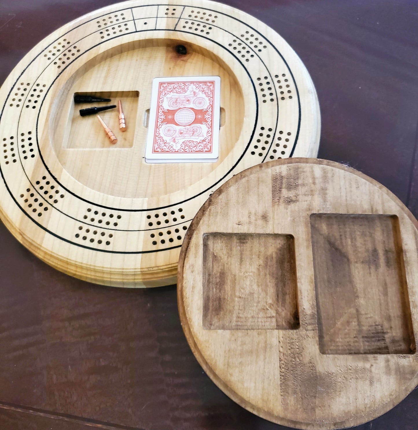 Solid Maple 2 Player Crib Board with Personalized Lid