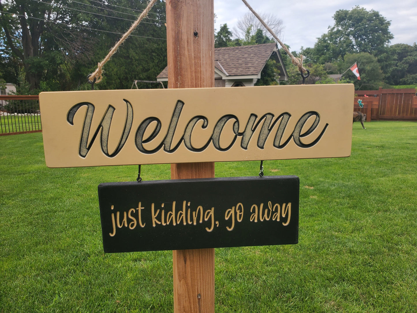 Funny Two Tier Welcome Sign