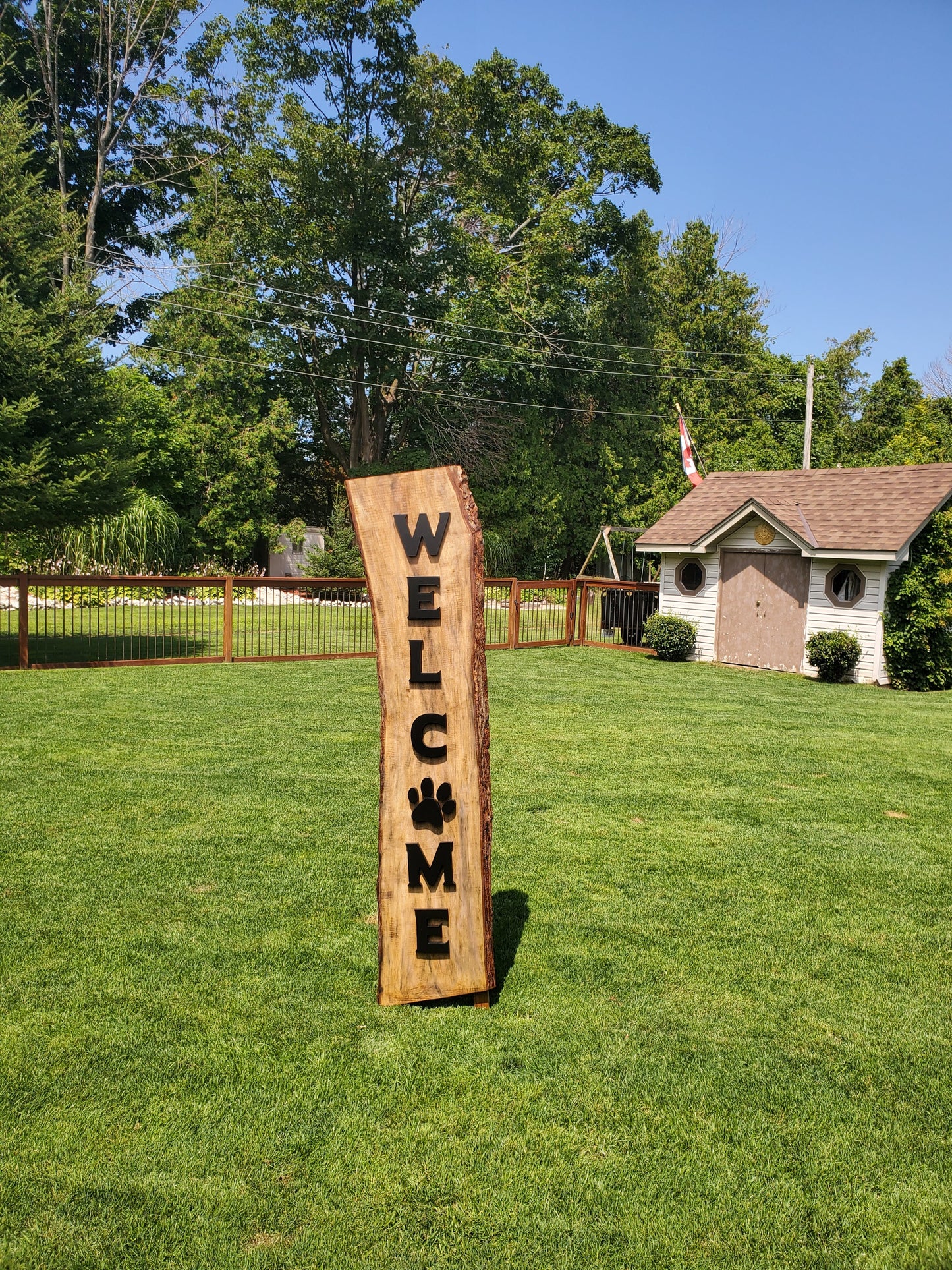 Live Edge Maple Welcome Sign with Paw