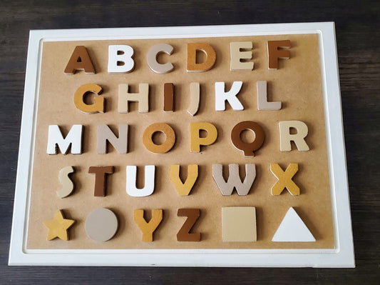 Wood Carved Children's Alphabet Puzzle