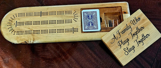Three Man Solid Wood Personalized Cribbage Board
