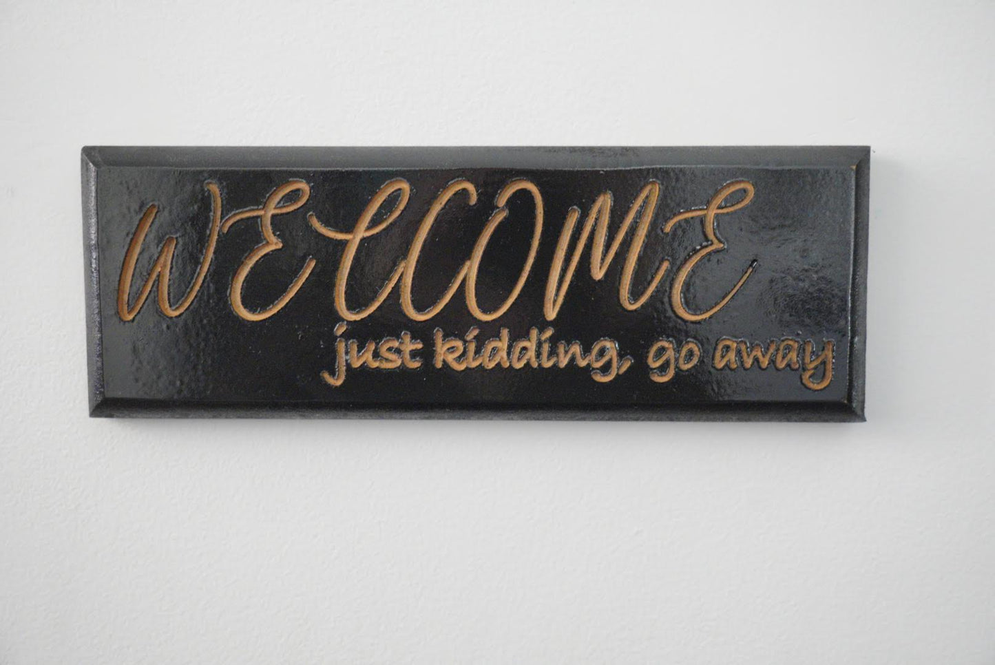 Funny Go Away Custom Wood Carved Sign