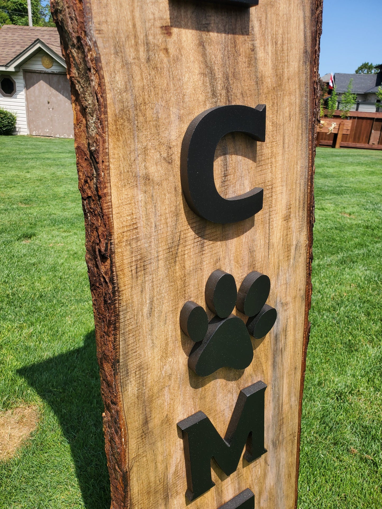 Live Edge Maple Welcome Sign with Paw