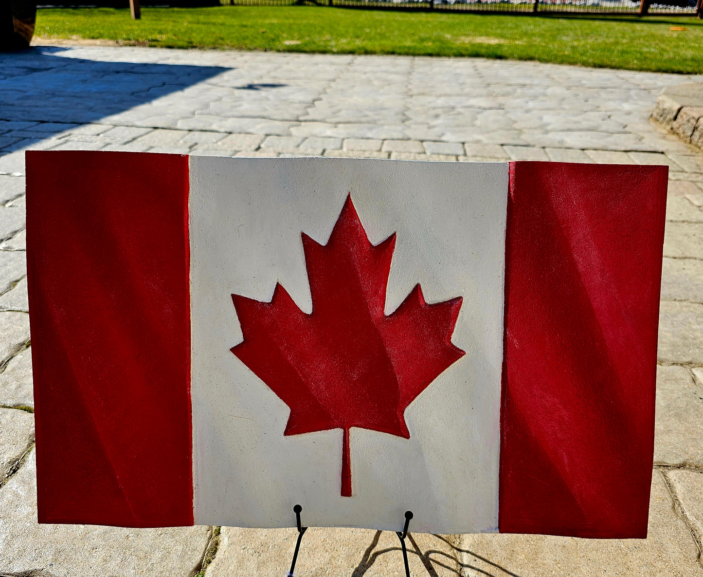 Solid Maple Stained Wavy Canada Flag