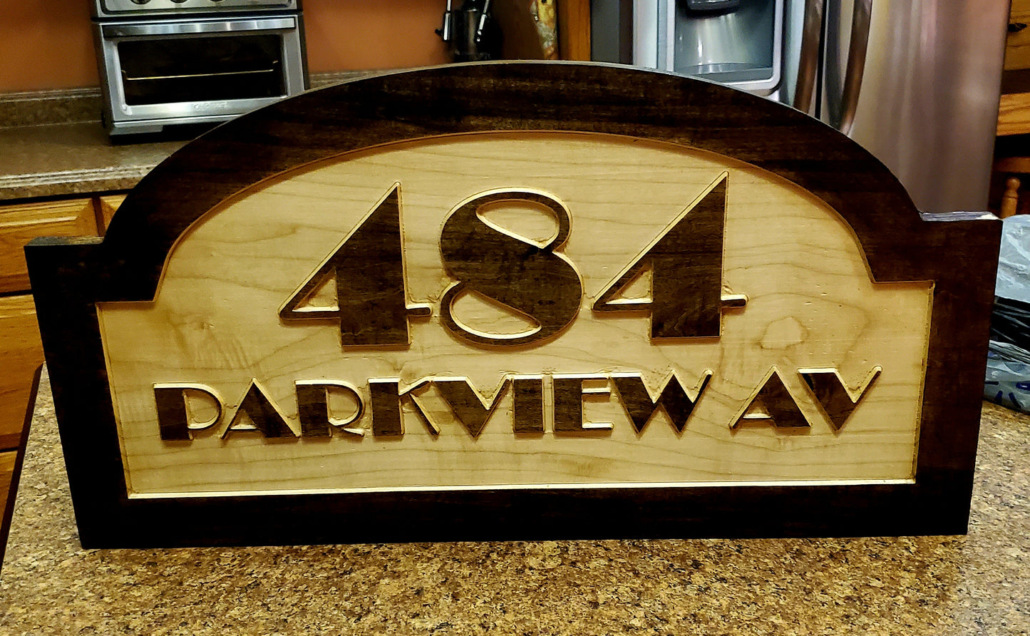 Custom Carved Maple Address Sign