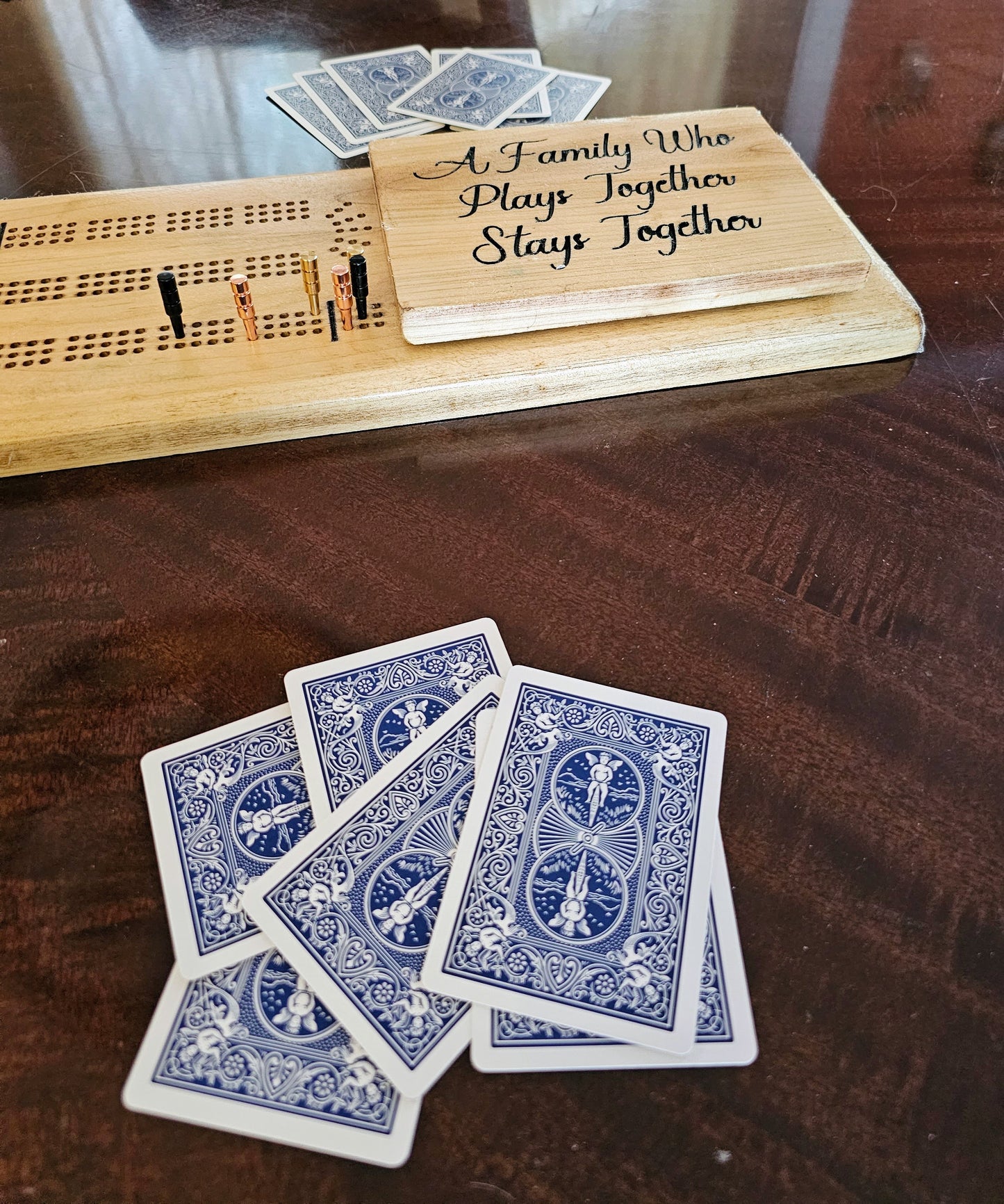 Three Man Solid Wood Personalized Cribbage Board